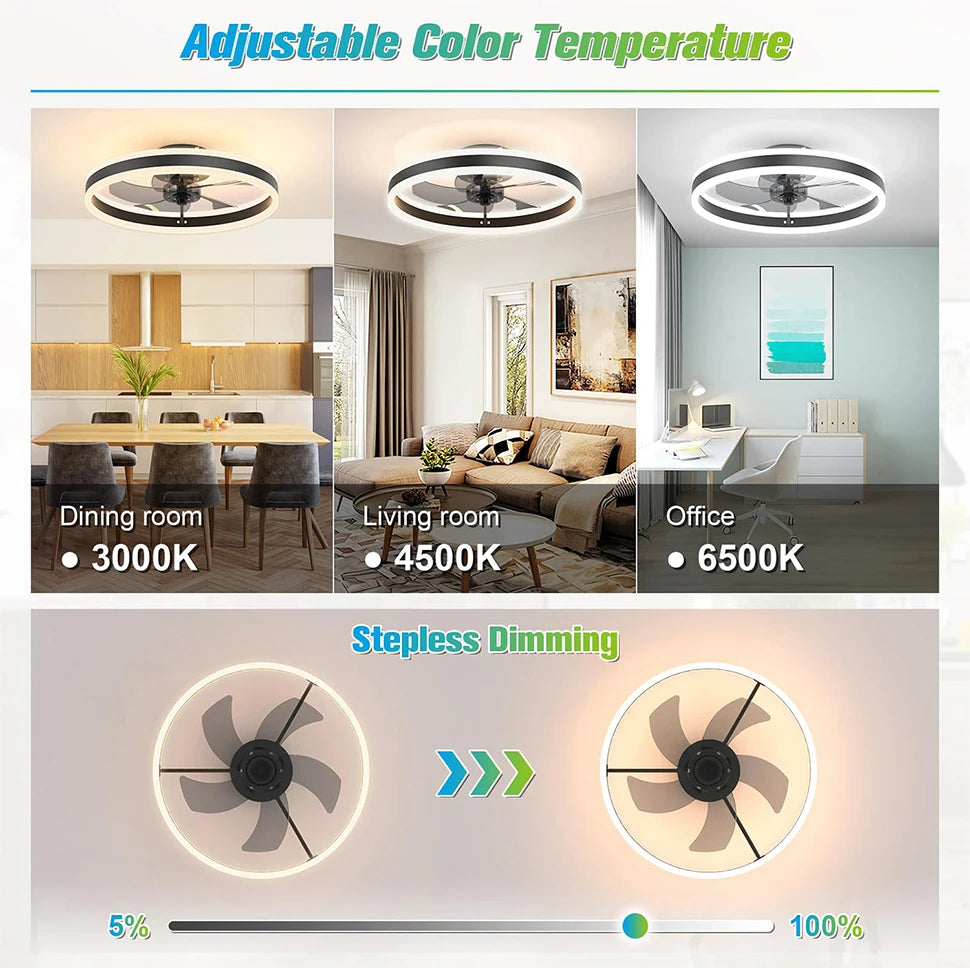 Modern Ceiling Fan (With Lighting) Silent LED Dimmable Ceiling Fan (With Remote Control) for Bedroom Study Dining Room,
