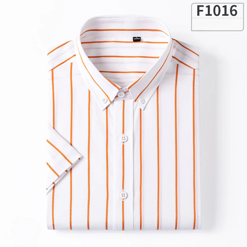 New in shirt hight qulity100%cotton summer short sleeve shirts for men slim fit shirt thin plaid houndstooth soft office clothes