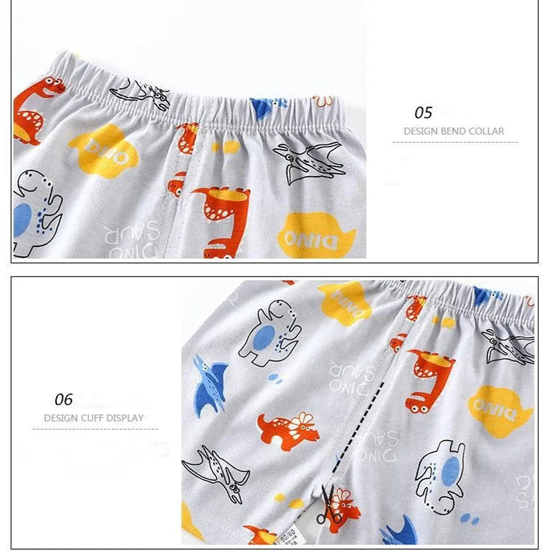 Kids Stripe T-Shirt + Shorts 2-Piece Clothing Set Summer Baby Boy Girl Cotton Cartoon Pajama Casual Tracksuit Clothes Suit 0-6 Y