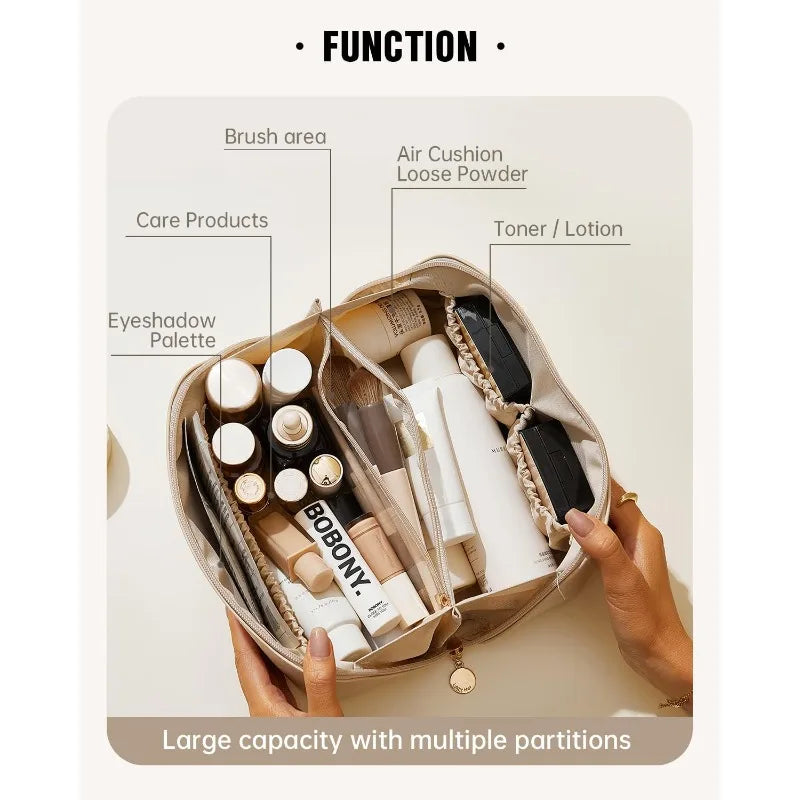 Travel Makeup Bag Large Capacity Cosmetic Bags Waterproof Portable Toiletry Bag Make Up Organizer with Divider and Handle