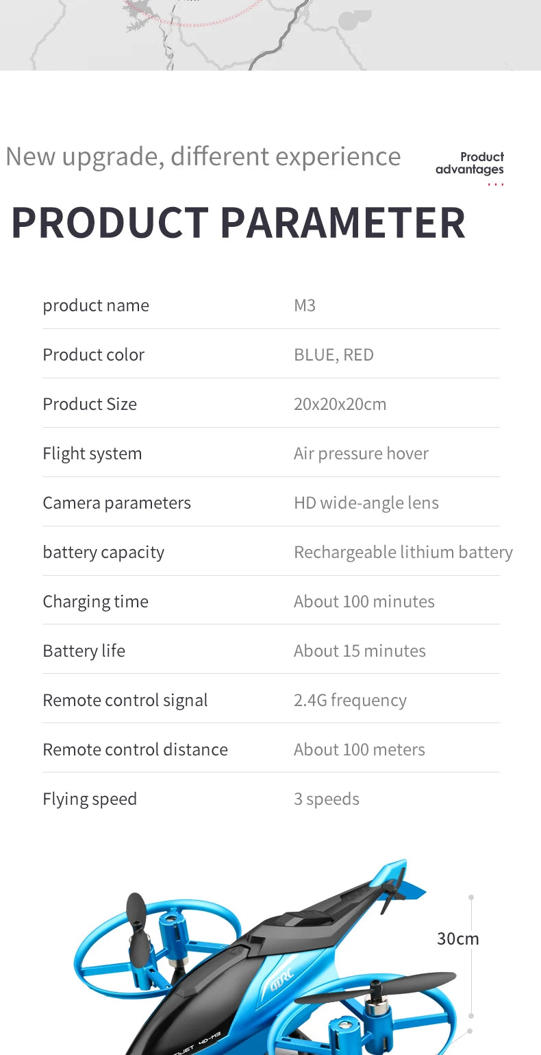 4DRC Mini M3 Drone RC Helicopter 2.4G 3D Aerobatics Altitude Hold Helicopter with Camera Remote Control drone Toys with Blue/Red