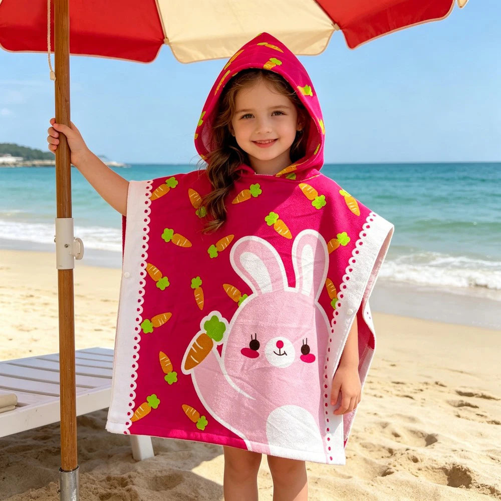 Children Bathing Stuff Kids Hooded Cape Towel Boy Cartoon Bathrobe Baby Swimming Towel Girls Unicorn Beach Towel Wrap Blanket