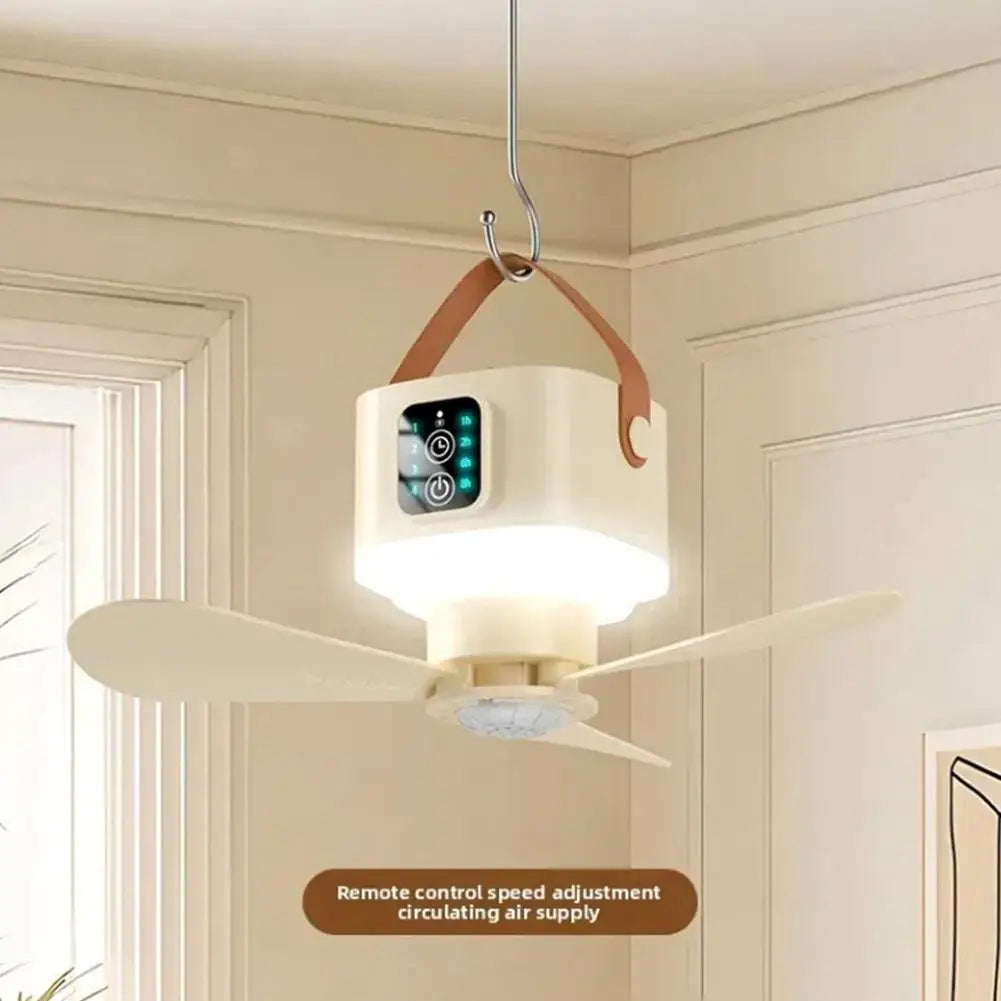 New Portable Rechargeable Ceiling Fan Wireless USB Hanging Fan With Timed remote control for Students Dorm Bed Outdoor Camping