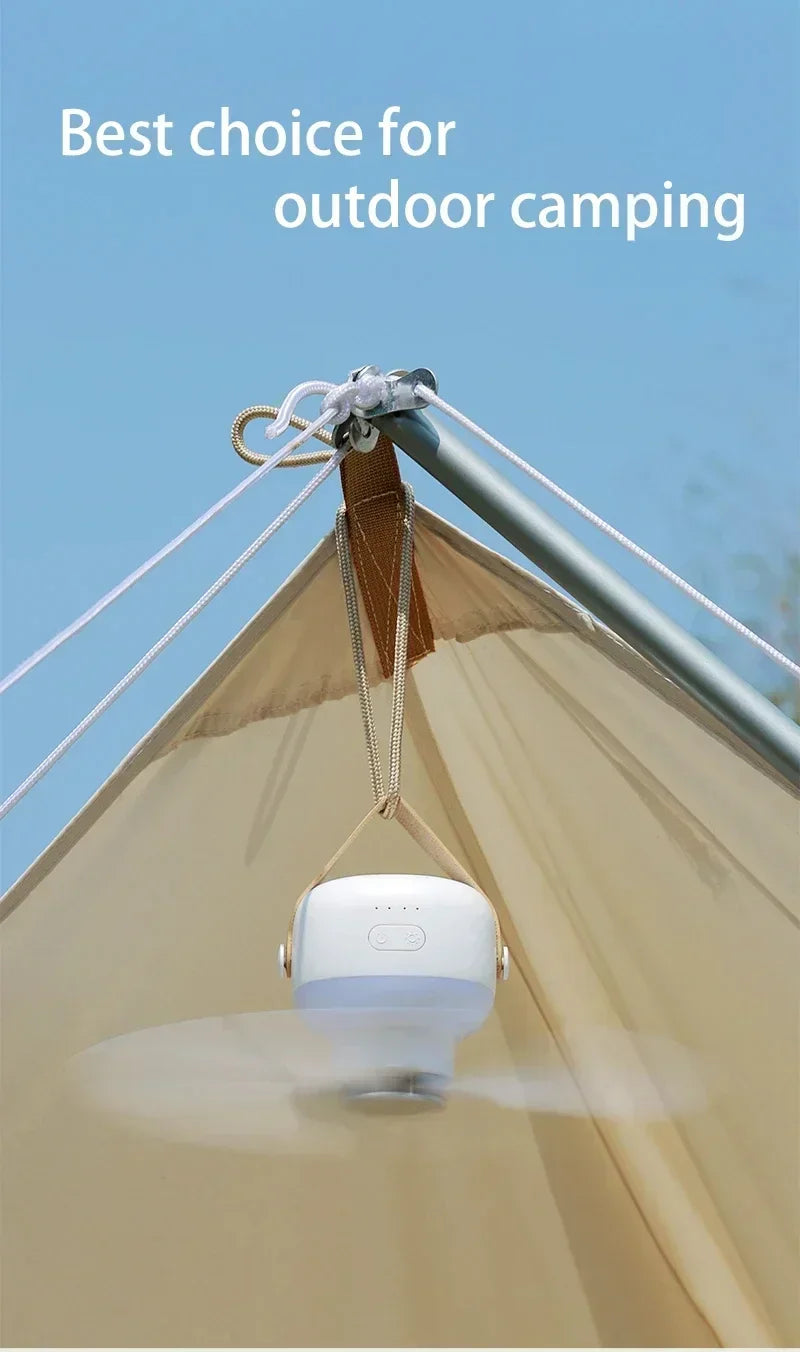 Portable Ceiling Fans 7200mAh Outdoor Camping Fan Tent Canopy Ceiling Fan Rechargeable Electric Fan Remote Control LED Lighting