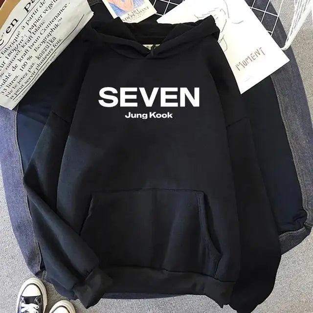 Letter Print JungKook Seven Hoodie Women/Men Harajuku Aesthetic Hoodies Unisex Autumn Winter Pullovers Dropshipping Sweatshirts