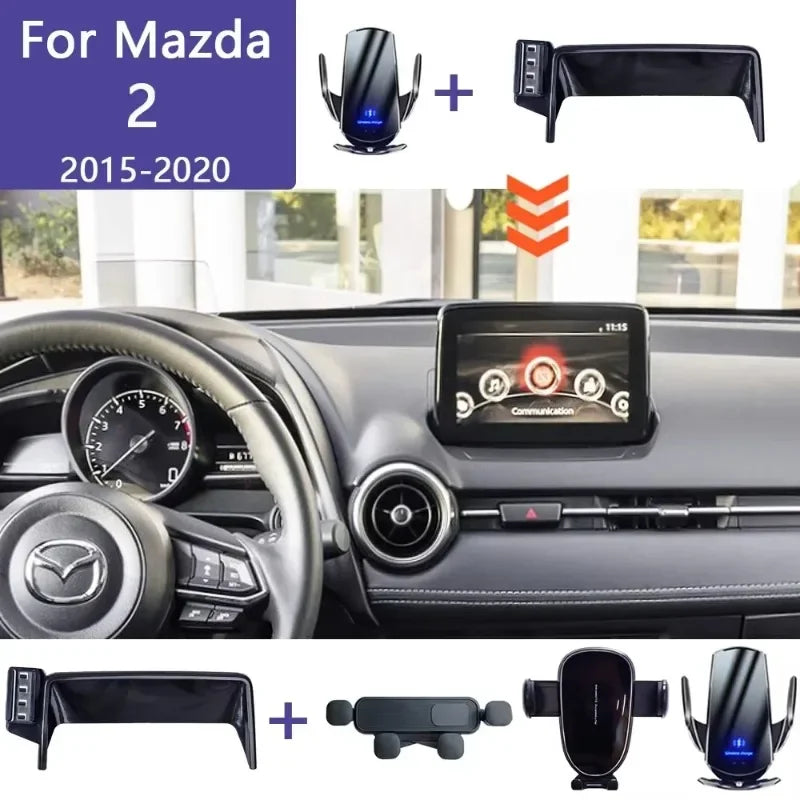For Mazda 2 Hatchback Mazda 2 2015-2018 2019 2020 Car Phone Holder Screen Fixed Bracket Wireless Charging Car Mobile Phone Mount