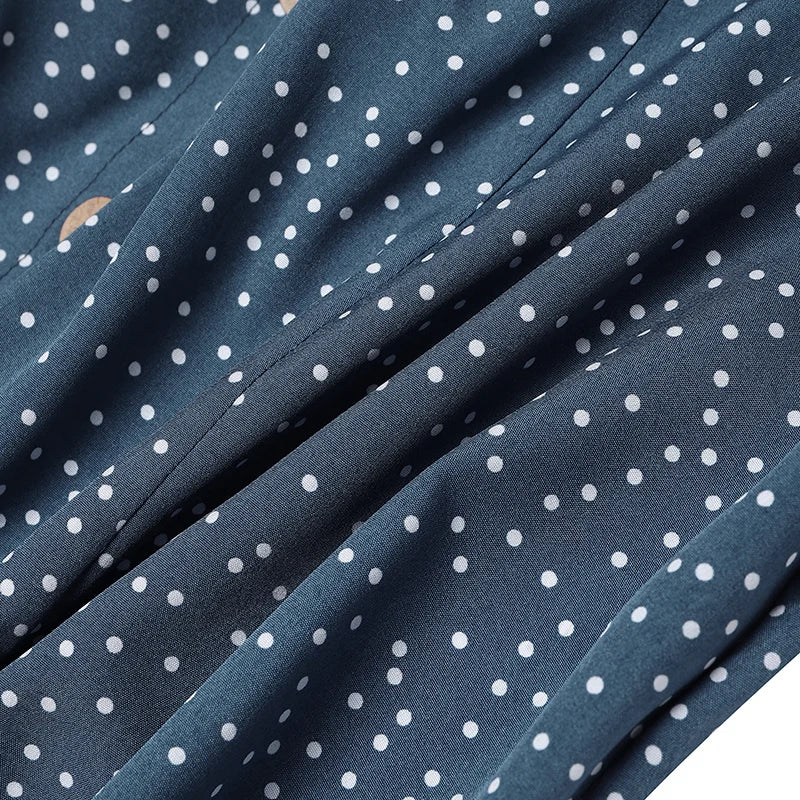 ZANZEA Women Summer Casual Dress 2025 Short Sleeve Polka Dot Bohemian Holiday Sundress V-Neck Loose Buttons Beach Vestidos Robe