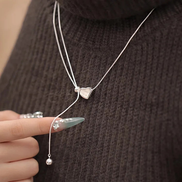VENTFILLE  925 Sterling Silver Black Agate Necklace for Women Girl Snake Bone Chain Water Drop Jewelry Gift Dropshipping