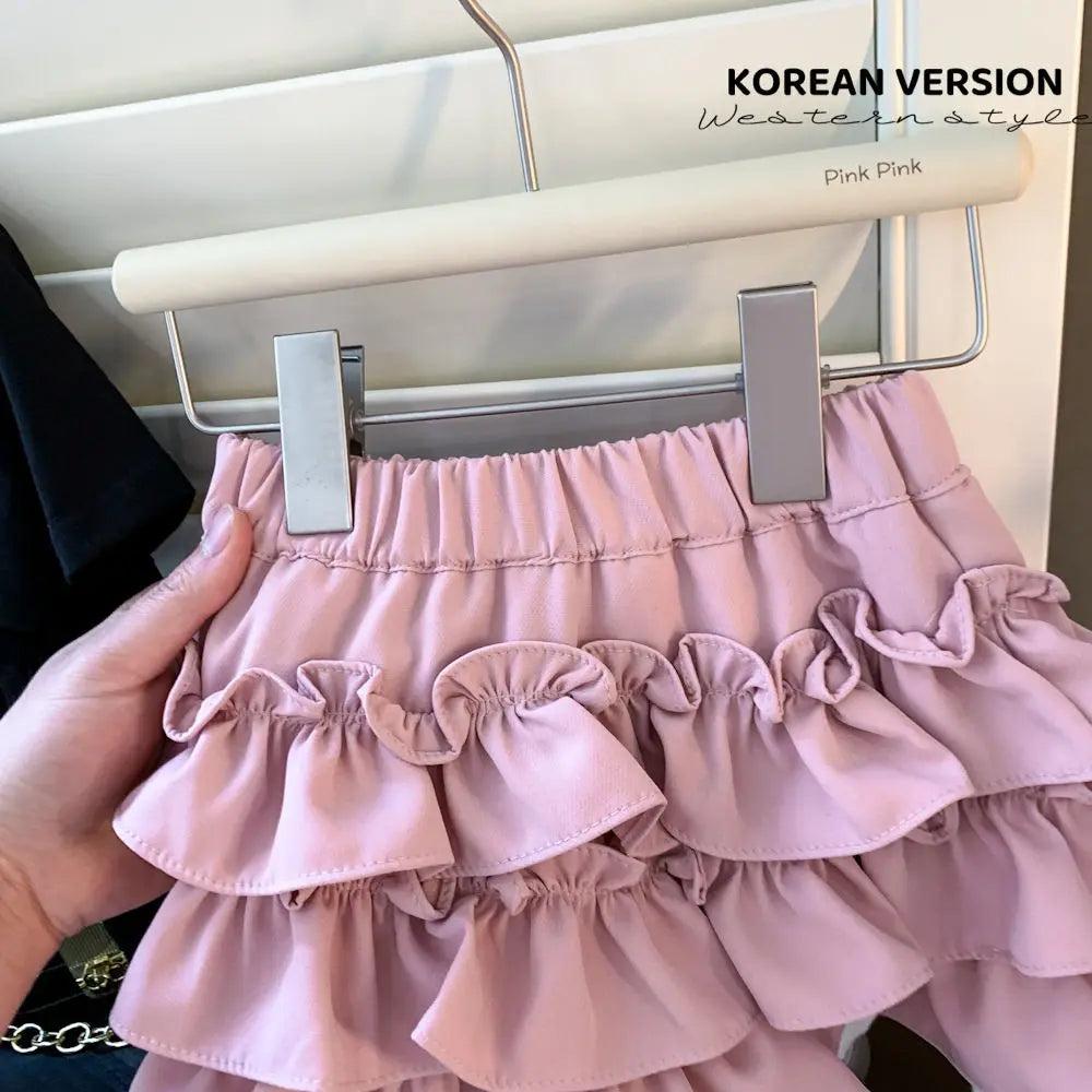 2024 Baby Girls Summer Clothing Cake Skirts With Safty Shorts Fashion Kids Children Birthday Skirt Casual Cute Clothes