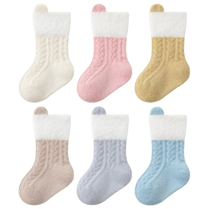 Autumn Winter Baby Socks Fleece Thickened Newborn Children Socks Warm Mid-Tube Kids Socks For Boys And Girls Baby Clothing Gifts