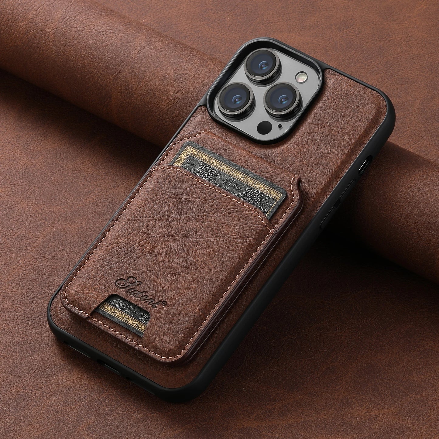 Wallet Phone Case Card Holder Leather Magnetic Pocket Cover For Wireless Charging For iPhone 12 13 14 15 16 Plus 17 ProMax
