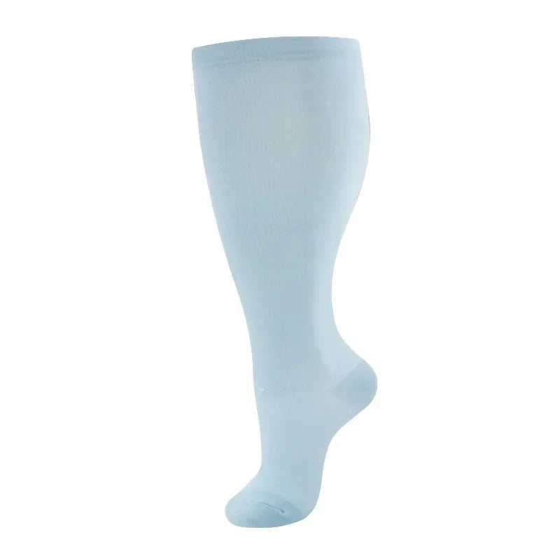 Plus Size Compression Socks for Women Men 20-30 MmHg Wide Calf Extra Large Knee High Flight Sock for Circulation Support 2XL-4XL