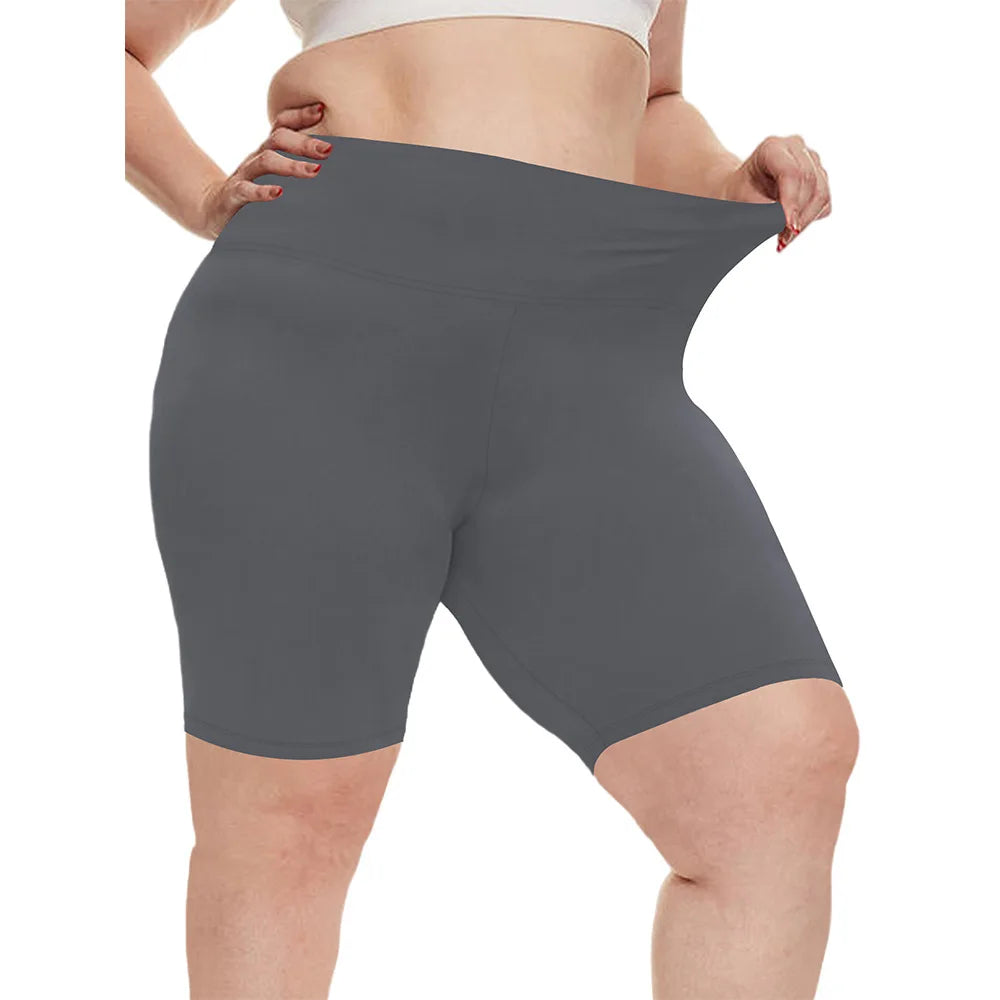 High Waist Plus Size Leggings Yoga Shorts for Women with Pockets, Non-See Through Shorts for Women