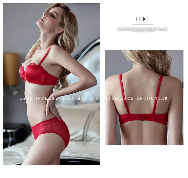 Women Lace Bra Set Casual Lingerie Set Daily Elegant Underwear Girls Bra and Panty Set chic