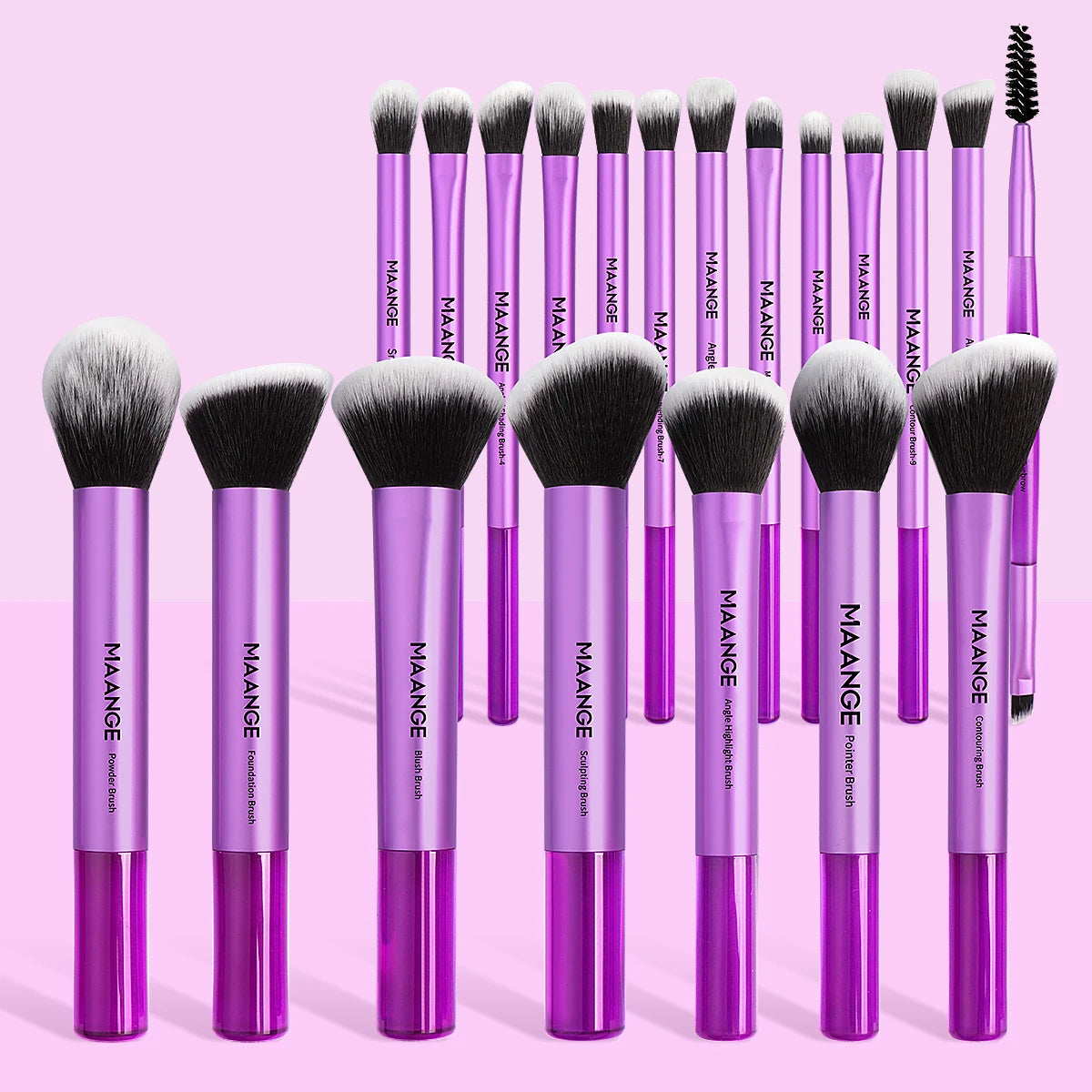 MAANGE 20PCS Professional Makeup Brush Set Premium Synthetic Foundation Face Powder Blush Concealers Soft Dense Makeup Tools