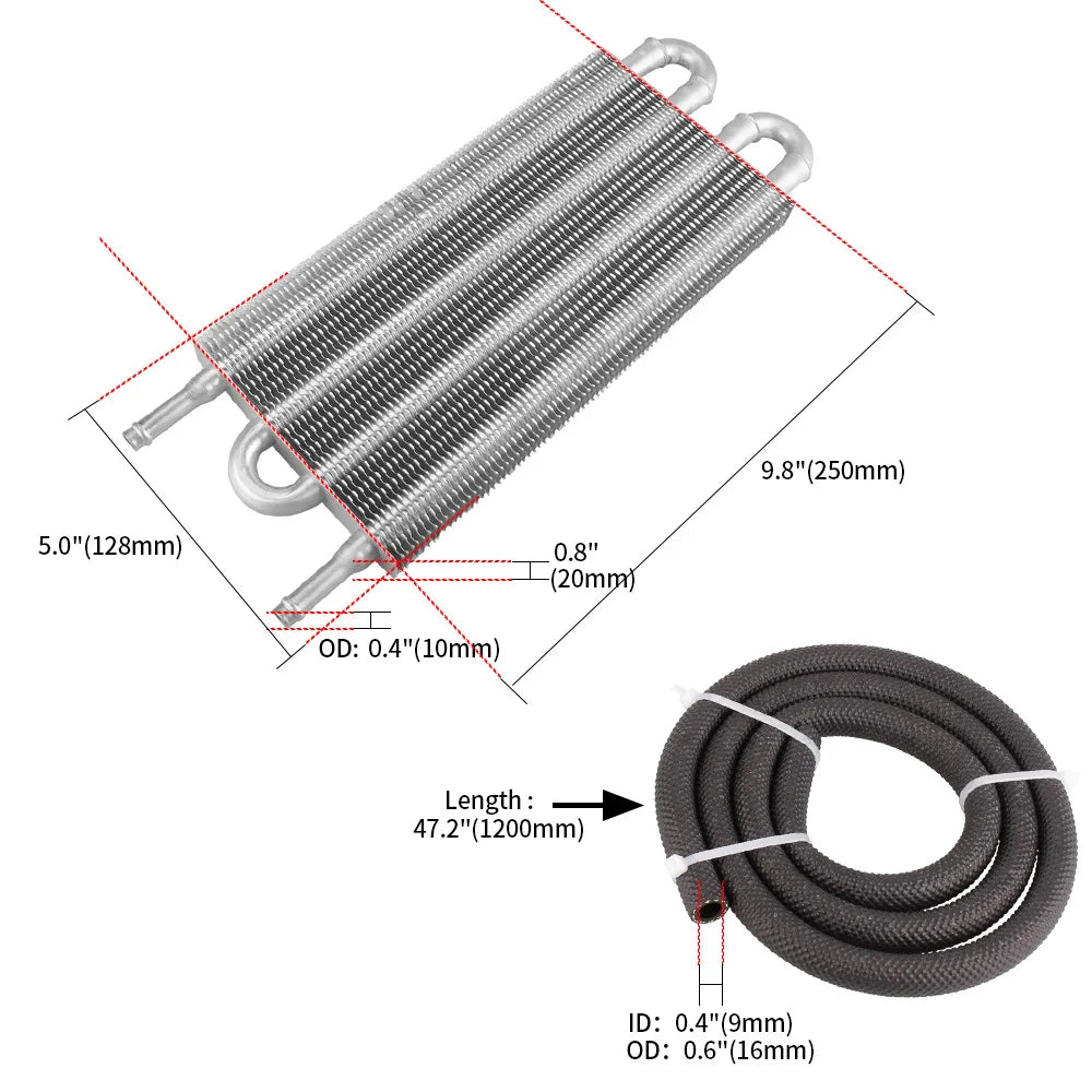 4 Row 6 Row 8 Row Aluminum Universal Oil Cooler Oil Radiator Car Air Conditioning Tube Belt Auto-Manual Radiator Converter Kit