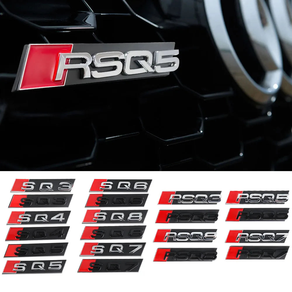 Car Styling Front Grille Emblem Decoration Sticker Auto Modification Accessories For Audi SQ3 SQ4 SQ5 SQ6 SQ7 SQ8 RSQ3 RSQ5 RSQ7