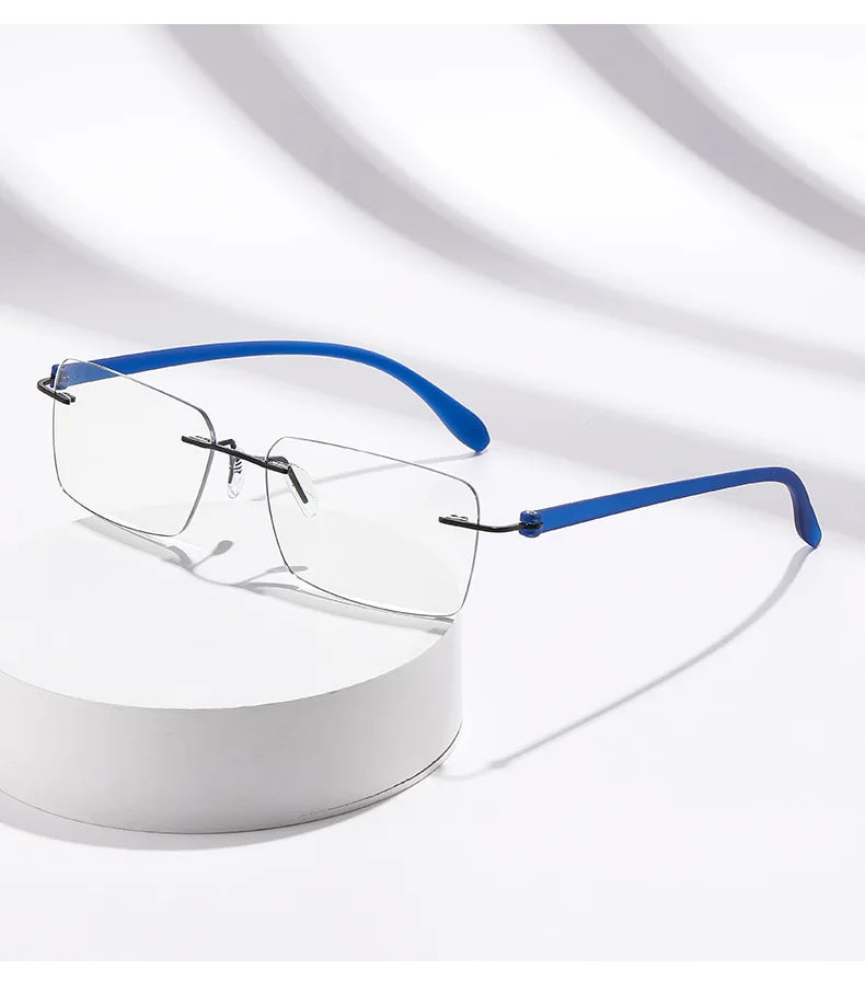 Rimless Photochromic Reading Glasses Auto Color Changing Light Sensitive Presbyopia Glasses Ultralight Frameless Eyeglasses for