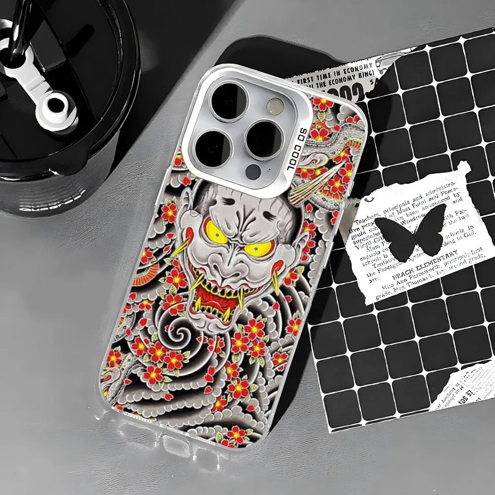 1pc Goro Majimas Hannya Yakuza Phone Case IMD Color Silver Shell For IPhone 16 15 14 13 12 11 Pro Max Plus