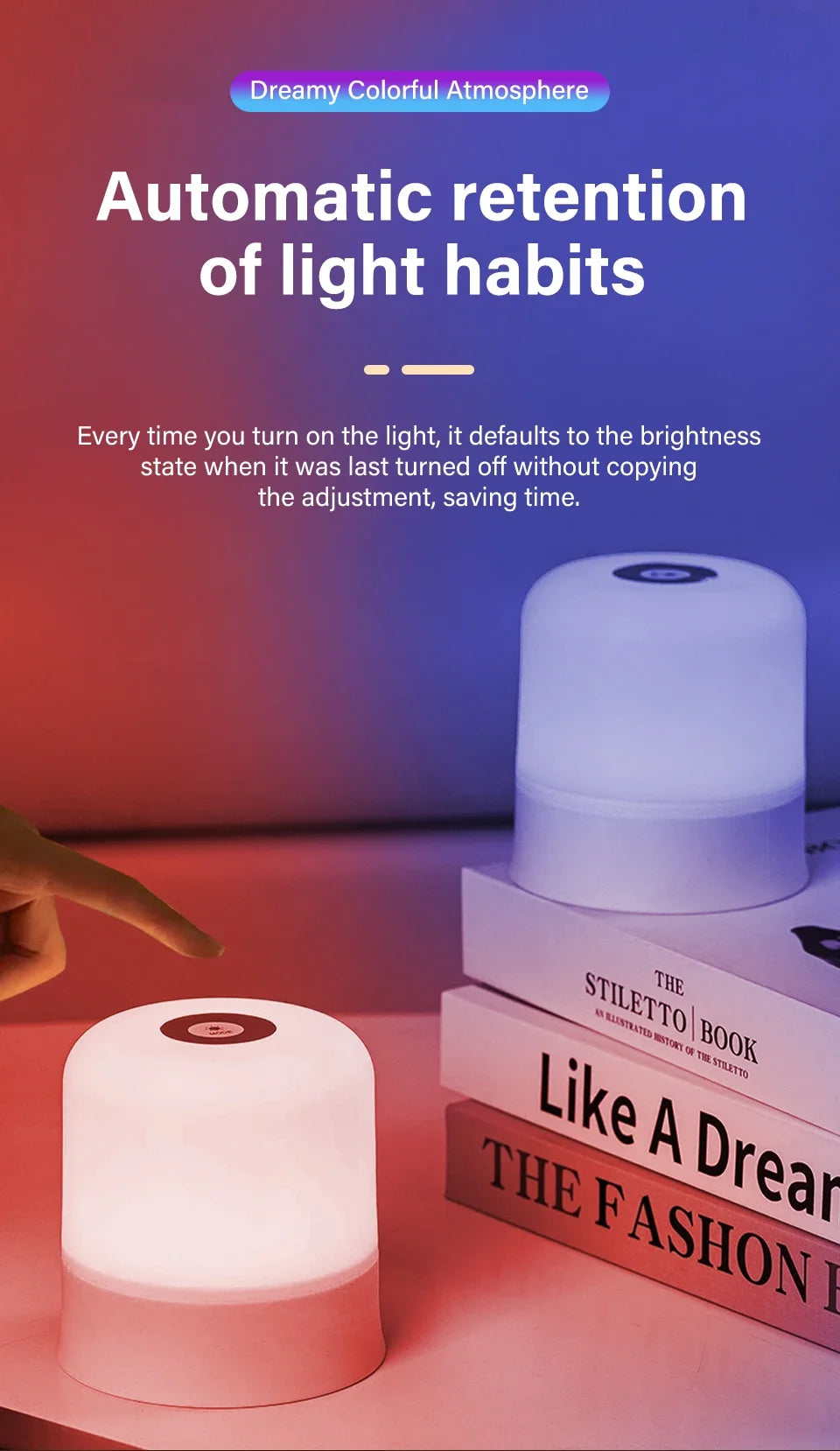 LED Table Lamp Touch Bedside Lamp 13 Color Changing Night Light Room Decor Remote Dimmable Rechargeable Bedside Night Lamp