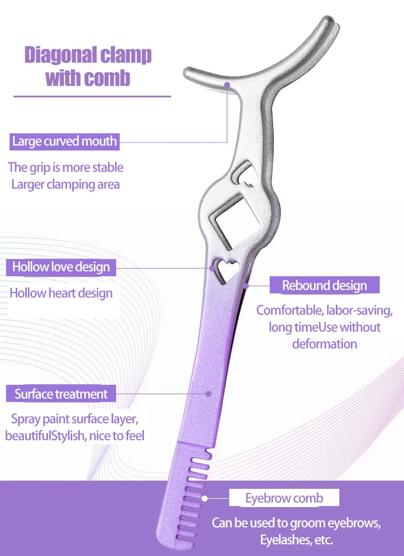 Color Eyelash Comb Tweezers Carbon Steel Professional Pincet Lashes Extension Tweezers False Eyelashes Applicator Makeup Tools