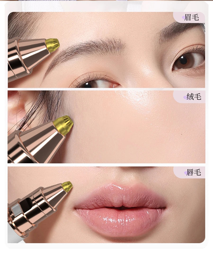 2 IN 1 Rechargeable Epilator Electric Eyebrow Trimmer Female Body Facial Lipstick Shape Hair Removal Mini Painless Razor Shaver