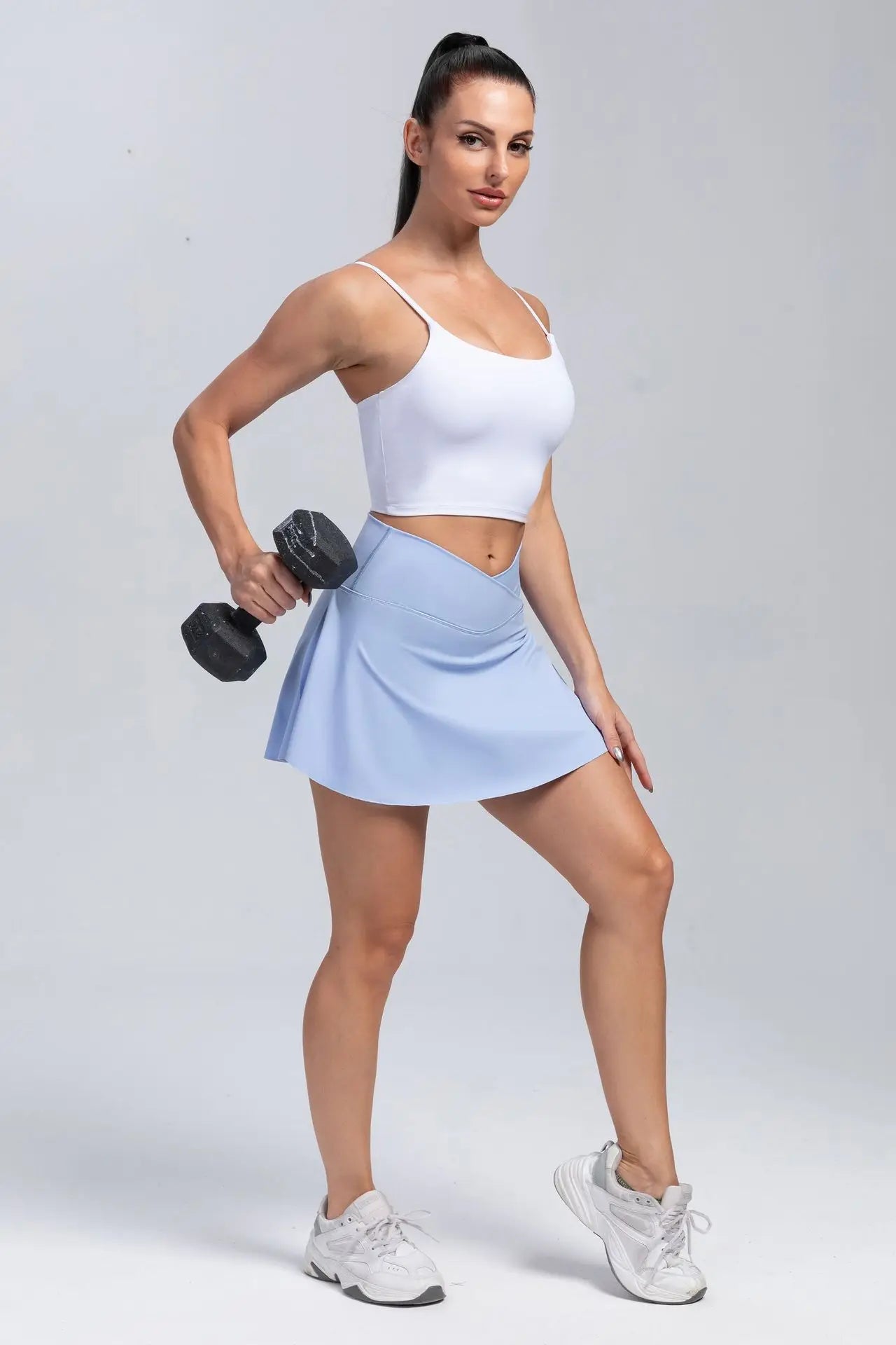 Women Fitness Shorts Skirts Yoga Seamless Leggings High Elastic Sports Fashion Gym Trainning Tennis Dresses High-Waist Skirts