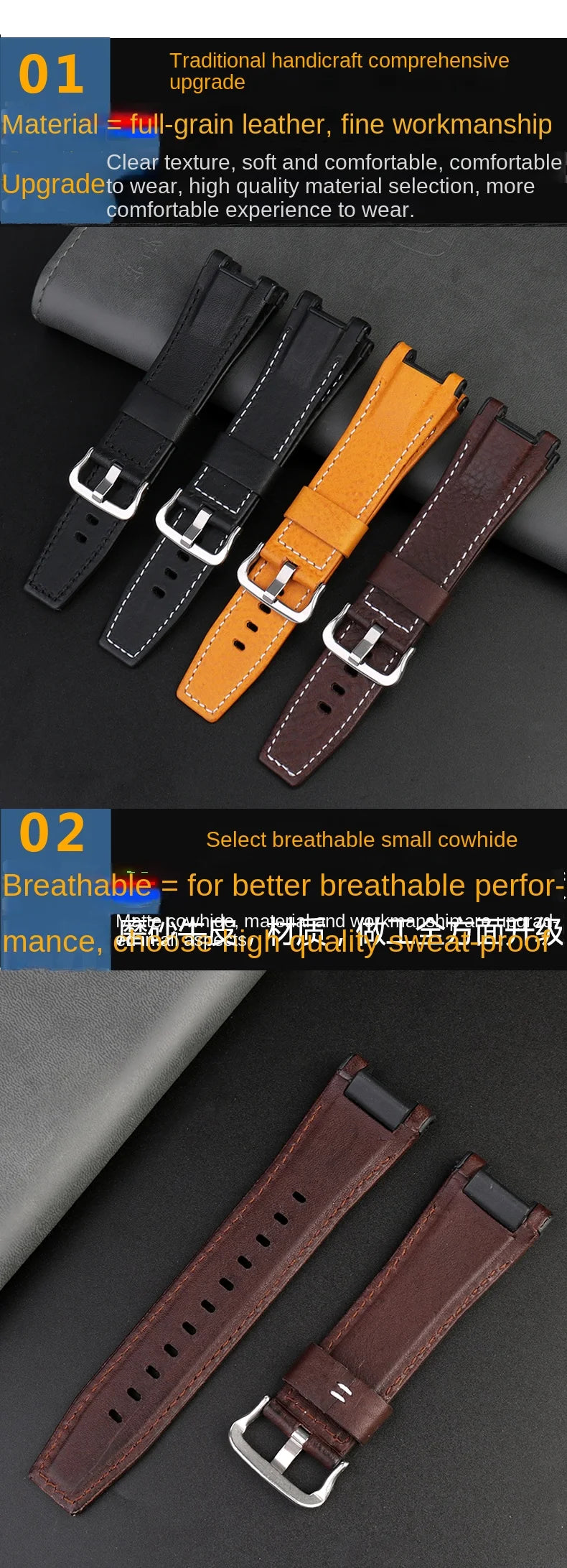 for Casio GST-S130/S110/S120/W130l/B100/W300 Strap Belt Genuine Leather Nylon Men's Watch Band Replacement bracelet Accessories