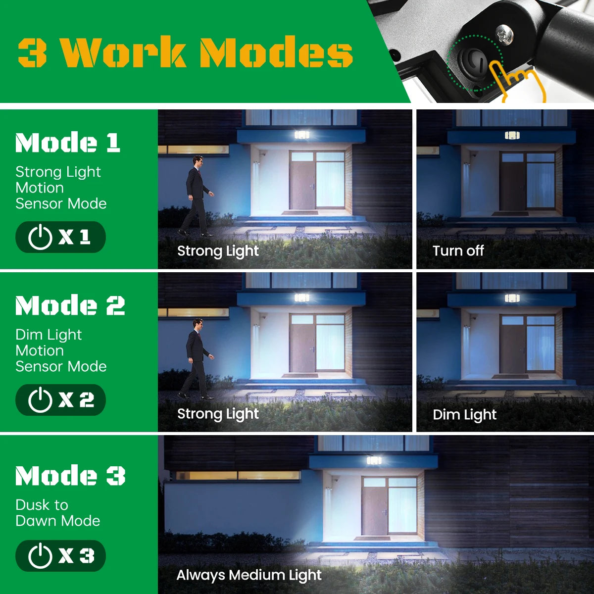 Solar Garden Light Outdoor 278 LED IP65 Waterproof 3 Modes Remote Adjustable Angle Solar Wall Lamp for Yard Porch Barn Driveway