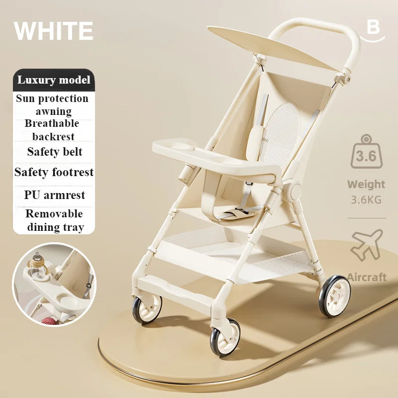 Lightweight Baby Stroller Compact Travel Stroller for Baby Toddler Easy Fold with Cup Holder Plate Canopy for Airplane Outdoor