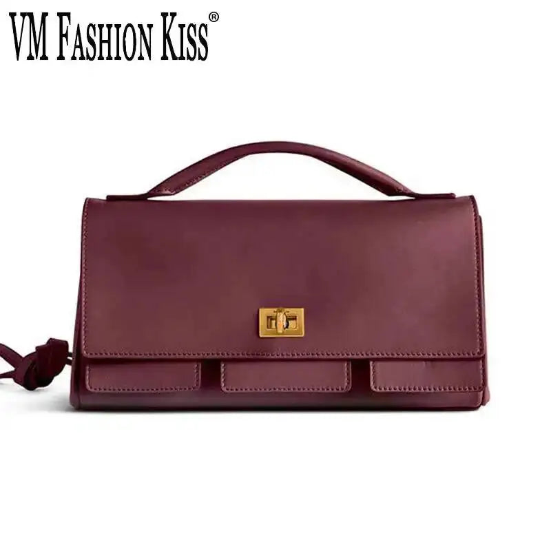 2025 New Luxury Design Top-Handle Bag For Women Evening Handbag Long Purse Solid Color Pu Shoulder Bags Fashionable Outfits