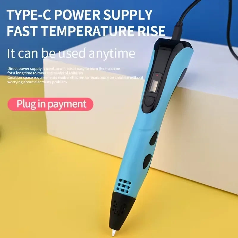 New 3D Printing Pen, Suitable 3D Pen Set for Children, PLA Filament, Children's Birthday or Christmas Gift