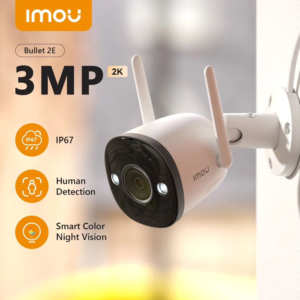 IMOU Bullet Security Camera 2.4GHz WiFi IP Camera Outdoor with IP67 Wi-Fi 6 Surveillance Camera Human Detection 24/7 Recording