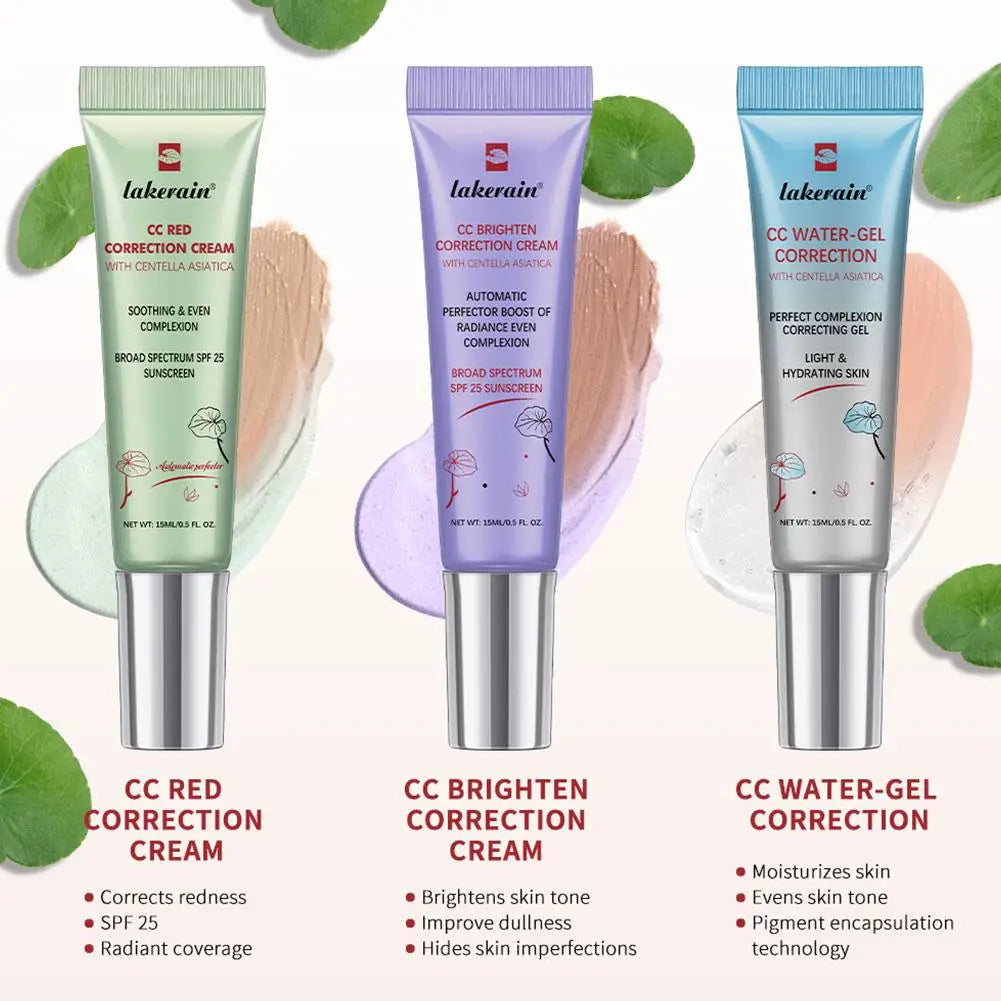 3 Colors Centella Asiatica Korean High Coverage Foundation CC Cream Color Changing Cream for Face Base Makeup 1/3pcs