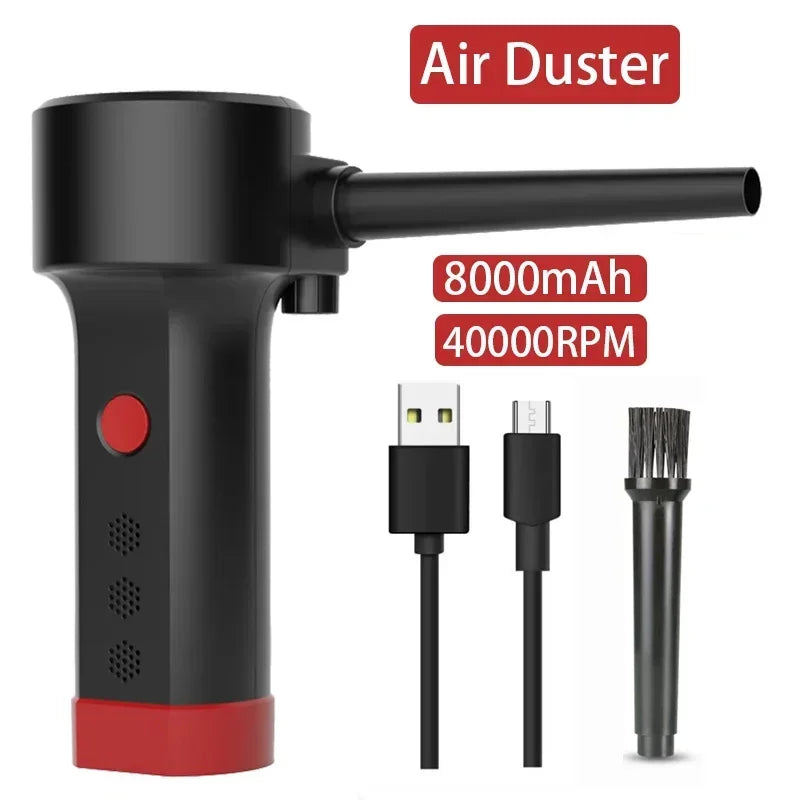 Electric Compressed Air Duster 2 in 1 Cordless Car Vacuum Cleaner Powerful Handheld Dust Air Blower for Pet Hair Office Keyboard