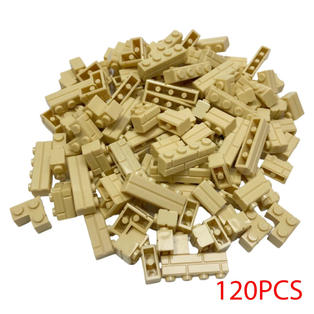 120PCS Random Striped Bricks MOC Building Blocks Toys Palace Castle Creative Figures Military City House Wall DIY Parts