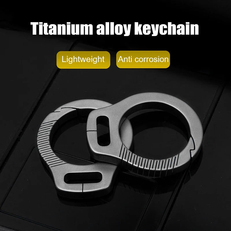 Titanium Alloy Cowhide Leather Keychain Waist Belt Buckle Carabiner Car Key Holder High-end Gifts For Men Women