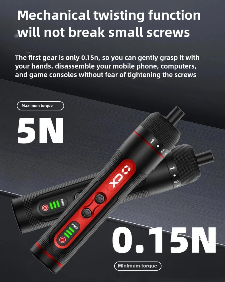 8-Speed Torque Cordless Electric Screwdriver Rechargeable 2000mAh Mini Drill 3.6V Power Tools Set Household Maintenance Repair