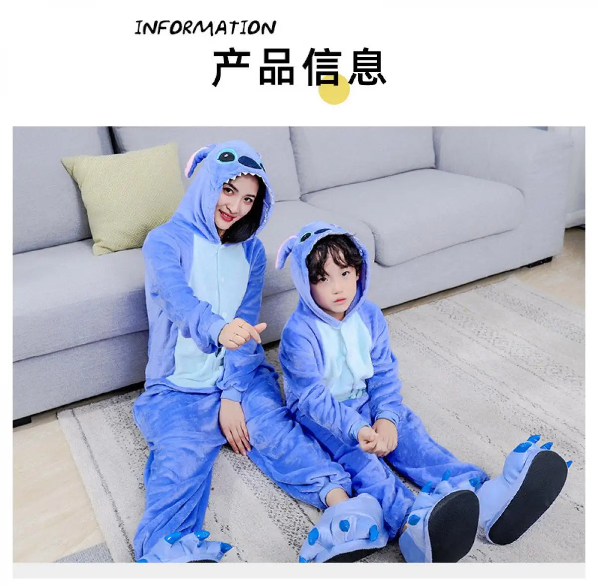Stitch Animal Onesie Pajamas Warm Winter Sleepwear For Couples Students Performance Costume Cute Cartoon