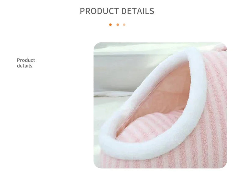 Fashion Warm Thick Sponge Dog Kennel Cat Nest Striped Slipper Design Pet Bed Cozy Comfortable Washable Pet Sleeping Mat