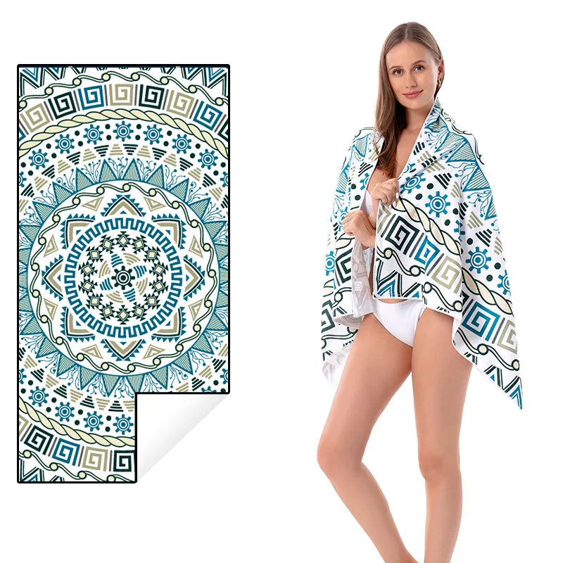Quick-drying Microfiber Bath Towel Beach Resort Swimming Beach Towel single-sided Sweat Absorption  Sun  Beach Towel