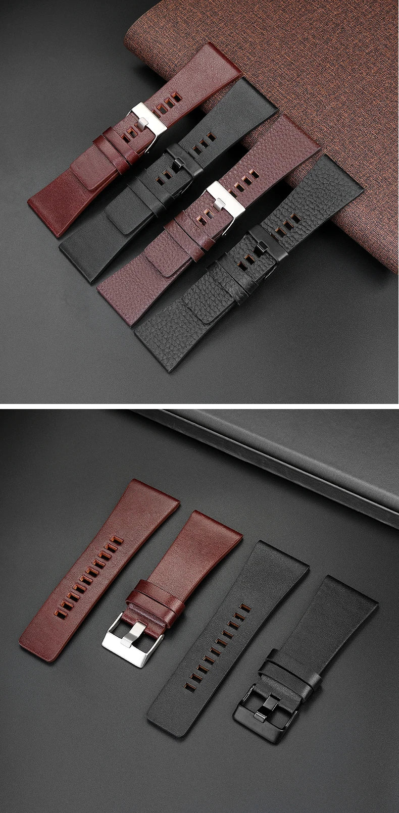 22/24/26/28/30/32mm For diesel Genuine Leather Strap Bracelet DZ7311 DZ7332 DZ7314 DZ1405 DZ4323 Watch Band Man's Black Brown