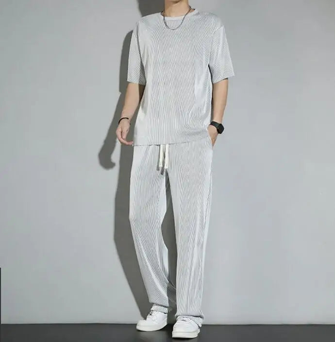 Top Pants Sets Kpop Short Quarter Sleeve Tracksuit Korean Style T Shirt Man Summer Sports Suits Aesthetic Cool Xl Men's Clothing