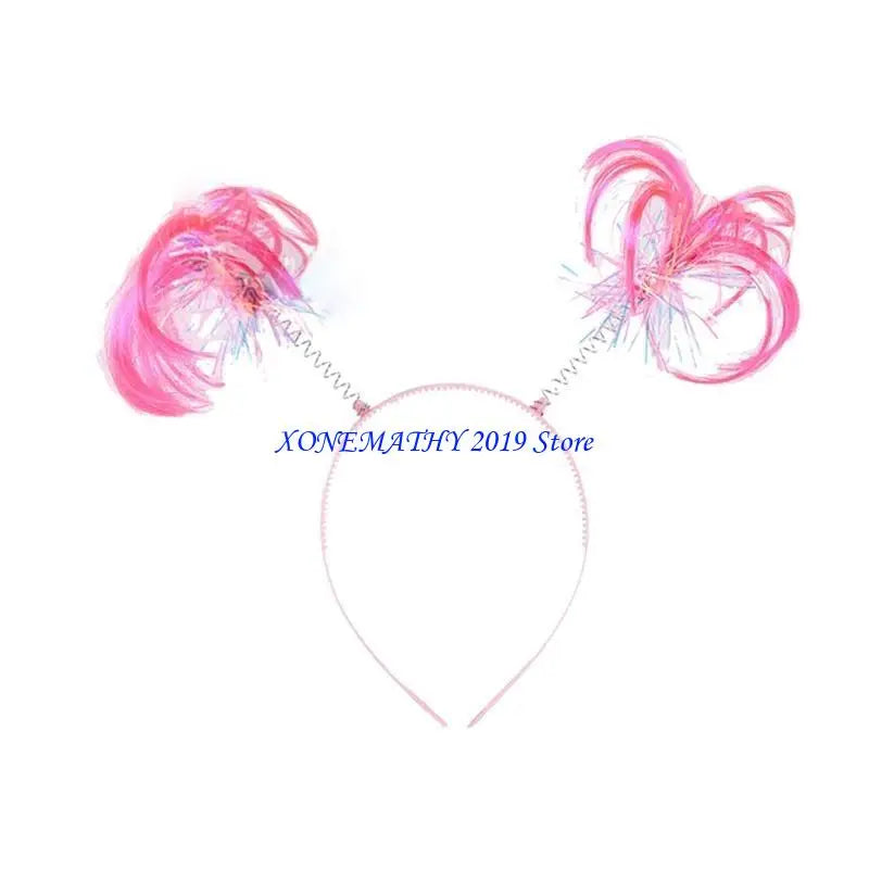 F42F Costume Accessories Feathers Ponytails Headband Color Tinsel Wrapped Headband