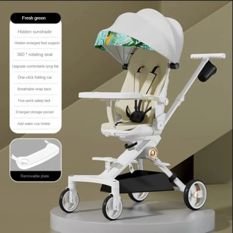 Baby Stroller Lightweight Infant and Toddler Two-way Stroller Reclining and Sitting Children's Single-pole Stroller Collapsible