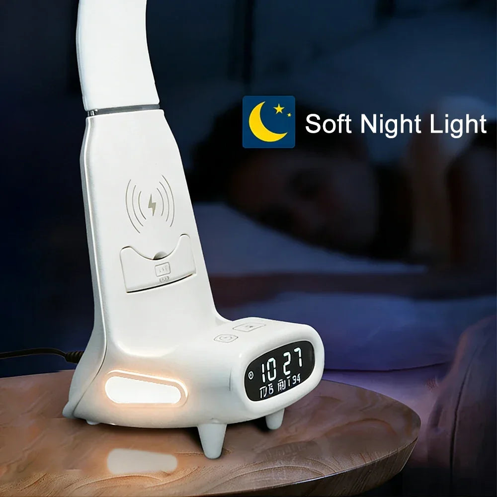 Multi-Function Eye-Protecting Reading Desk Lamp for Students 3000K-6000K Stepless Dimming 15W Wireless Fast Charging Study Light