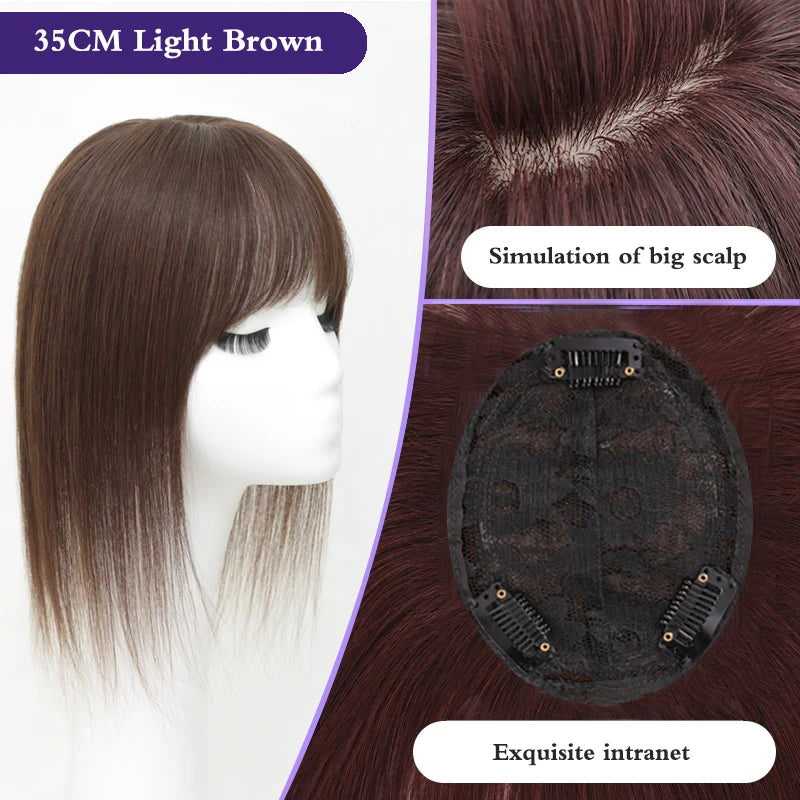 Synthetic Topper Hair Piece  Extension Wigs For Women Clip-on Natural Clip In Straight Wig With Bangs Black High Quality