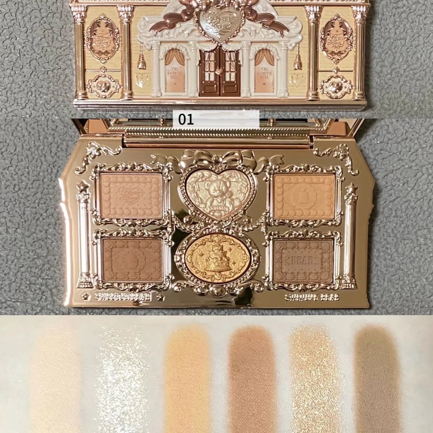 Flower Knows Chocolate SWEETIE BEAR Makeup Set Eyeshadow Palette Matte Lip Mud Blush Long Lasting Black Mascara Cream Original