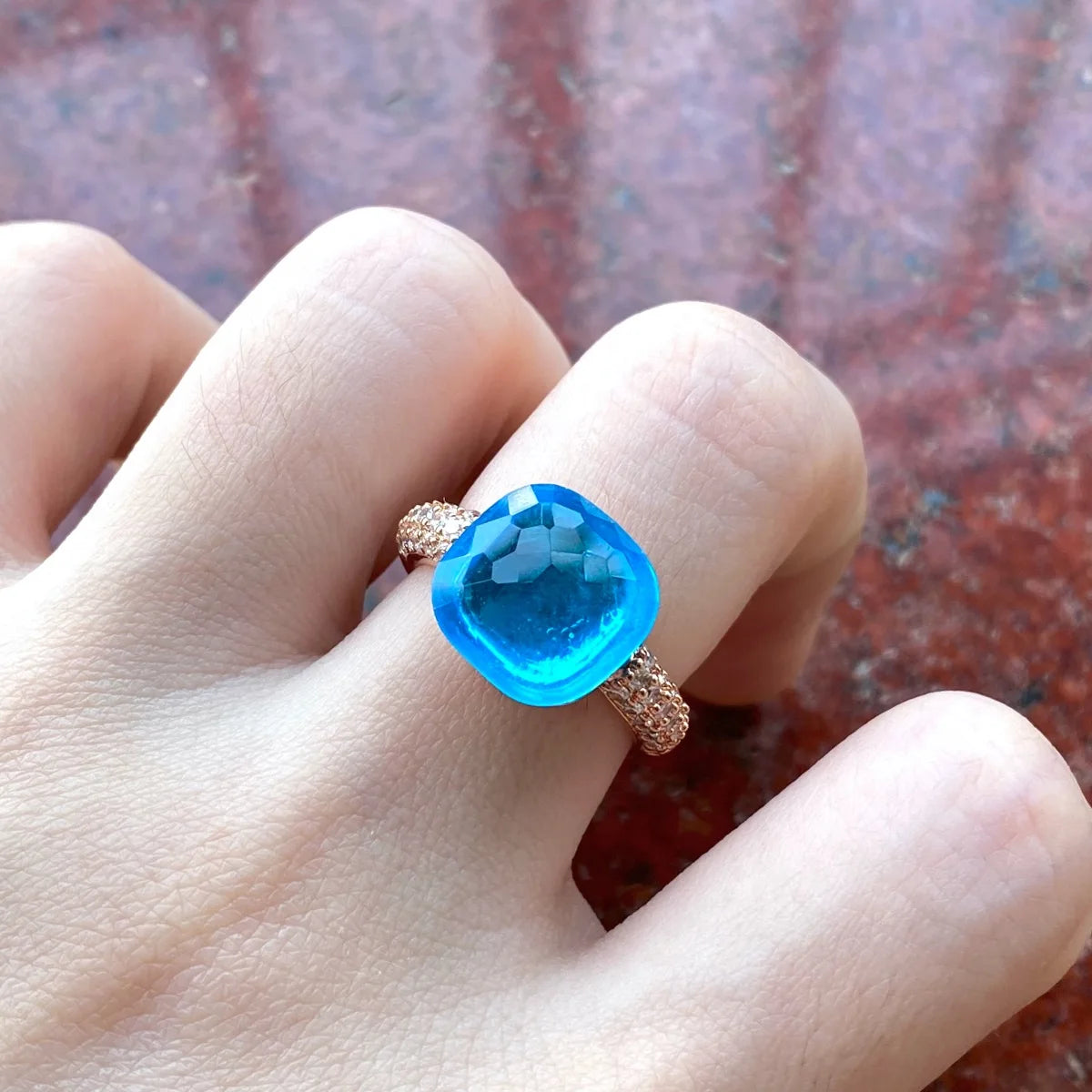 12.6mm   Ring Candy Style Zircon Ring Flat Pink Green Purple Crystal Ring For Women Candy Ring Fashion Jewelry Gift