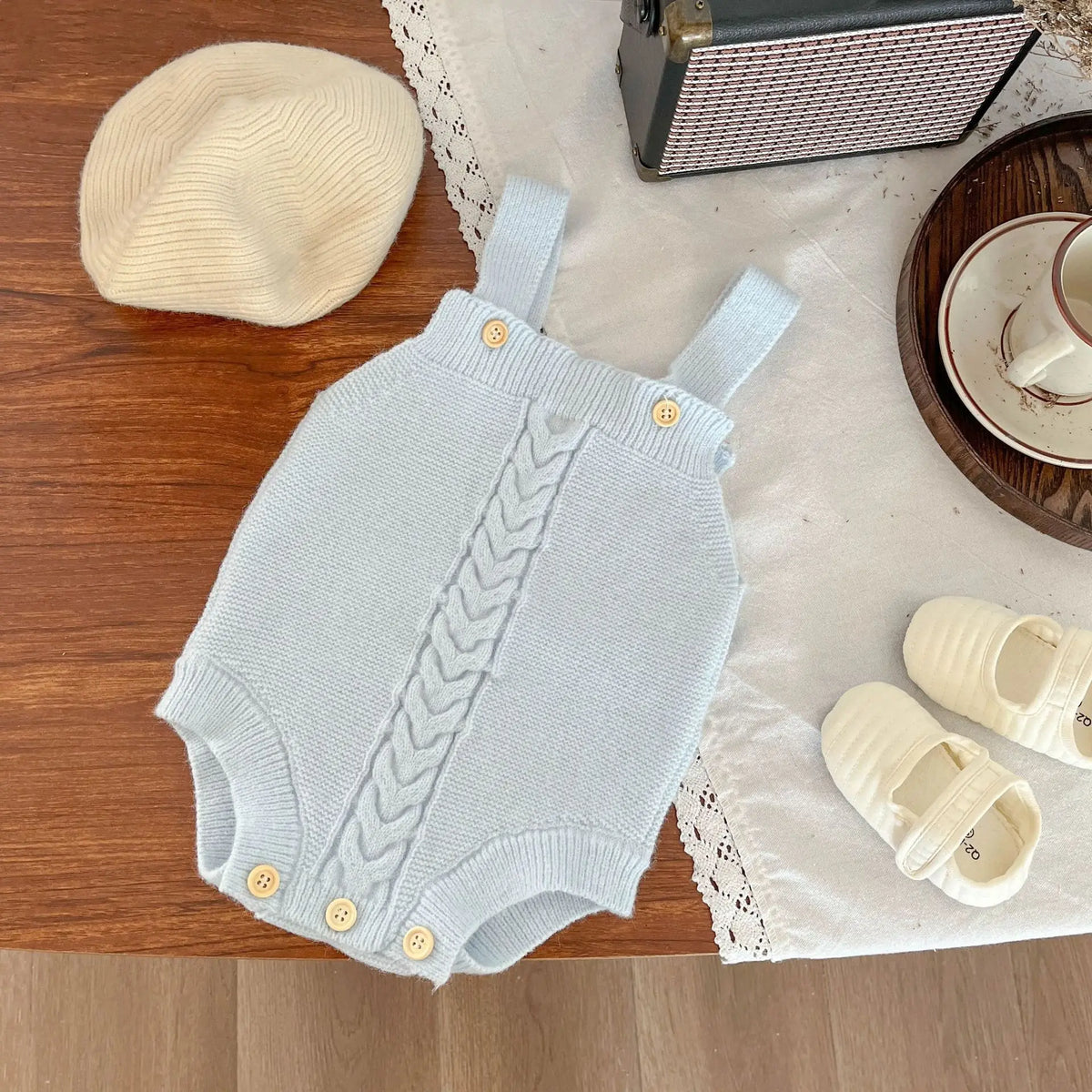 Unisex Baby Girl Clothes Set Spring Autumn Knitted Romper with Cardigan Infant Boy Jumpsuit Outfit Newborn Soft Suspender Suit
